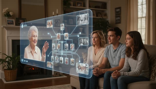 Digital memorial conversations: teaching family legacy through theirvoice.ai
