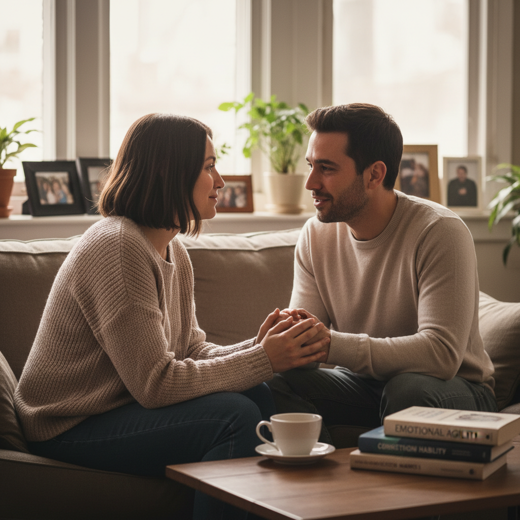 A person reading emotional cues from their partner with attentive listening and eye contact