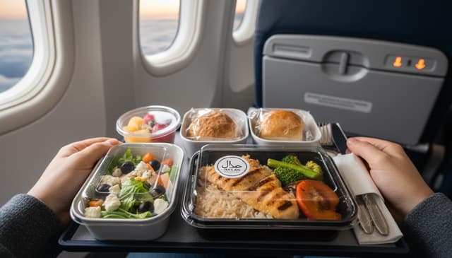 Halal jedzenie w samolocie: 17 zasad bez wpadek