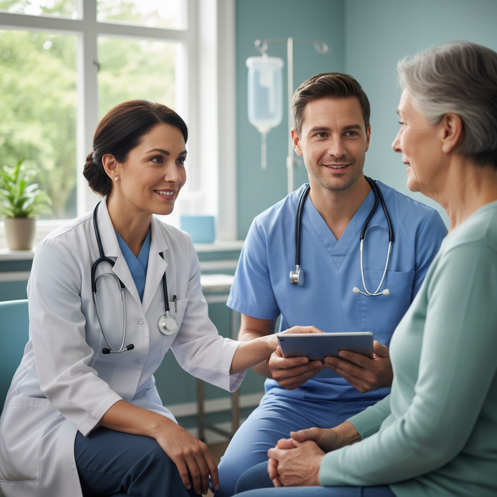 Medical team members practicing active listening and empathy for relationship improvement among healthcare providers