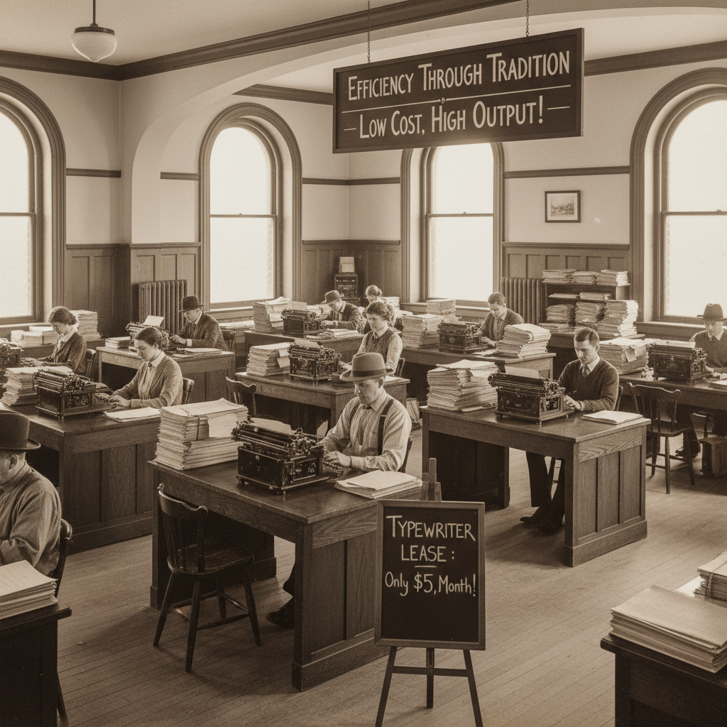 Historic office employees working, cost effectiveness evolution