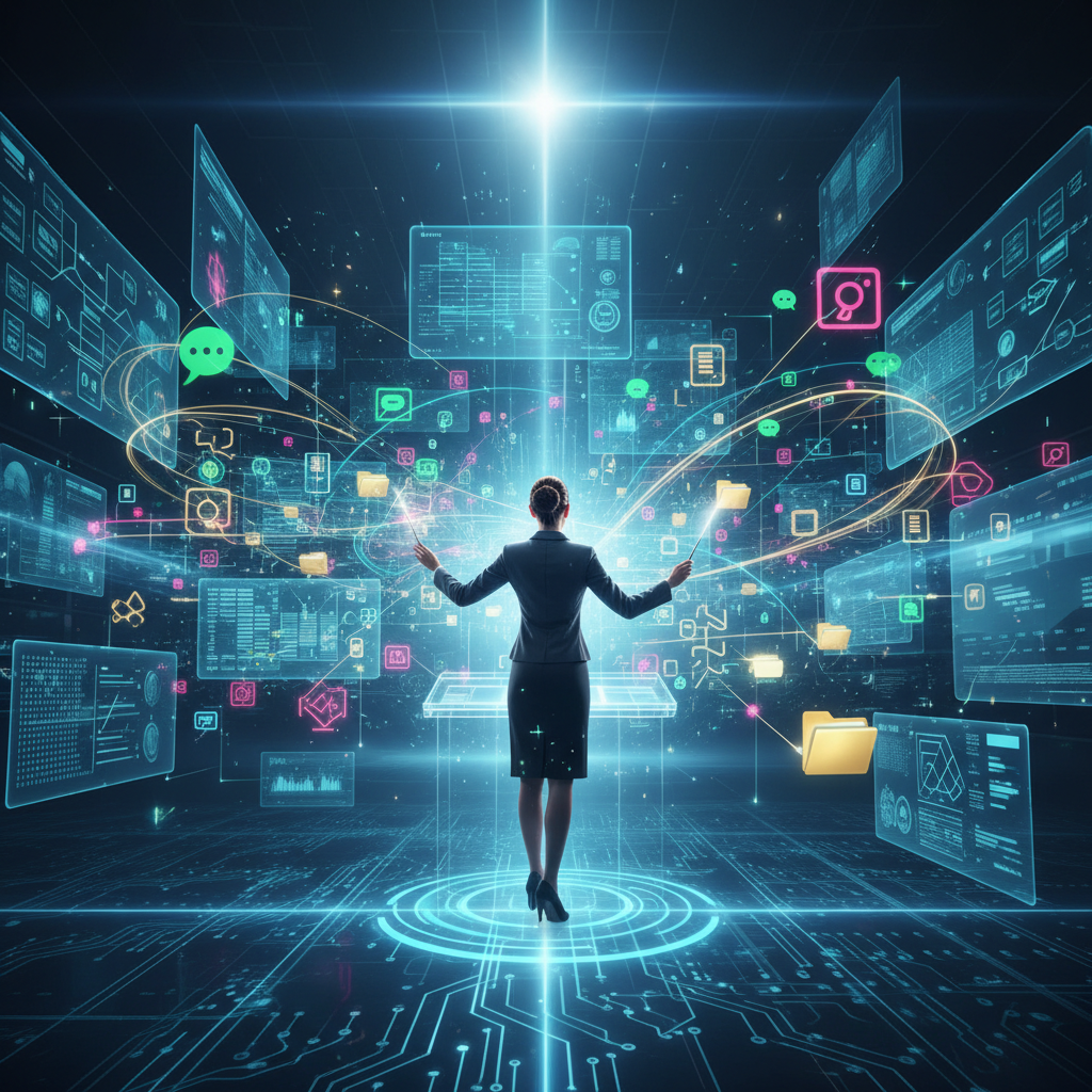 Information coordinator central to enterprise collaboration, orchestrating digital flows