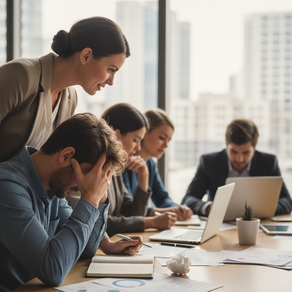 A project leader practicing active listening with a team member