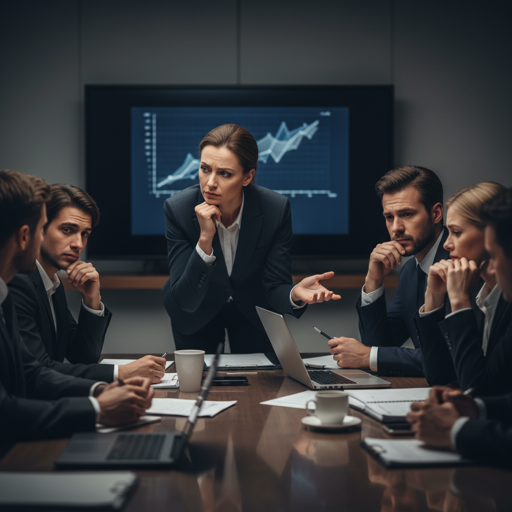 Leader listening intently in a tense meeting, symbolizing emotional intelligence in communication
