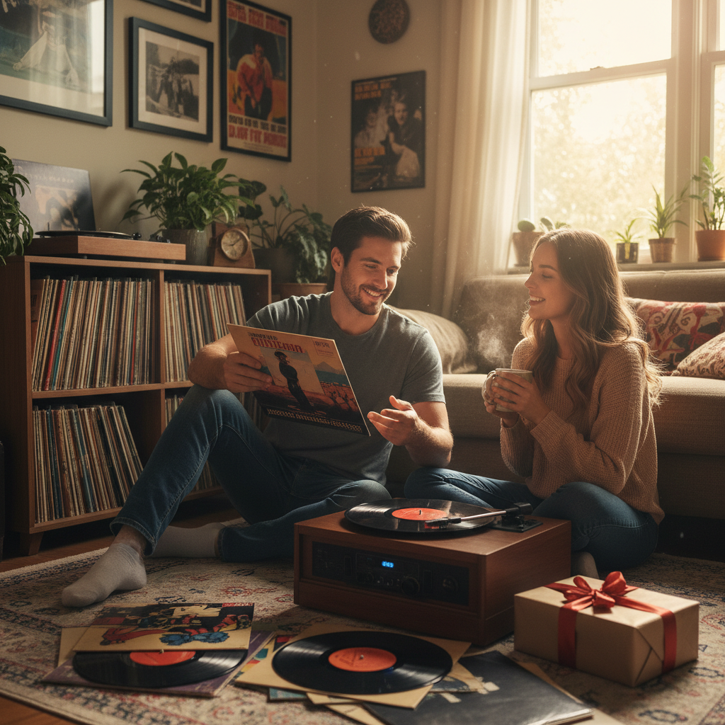 Dwie osoby słuchające razem winyla – wspomnienia i rytuały związane z muzyką