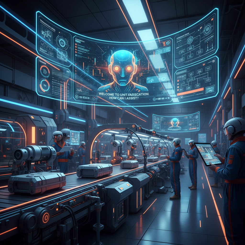 Nowoczesna linia montażowa z interfejsem czatbota