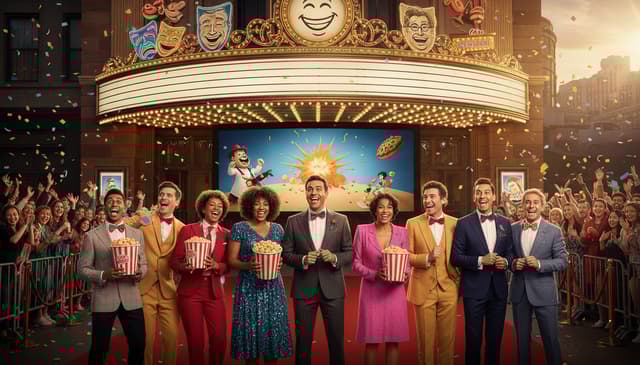 Behind the scenes of a movie premiere comedy cinema event