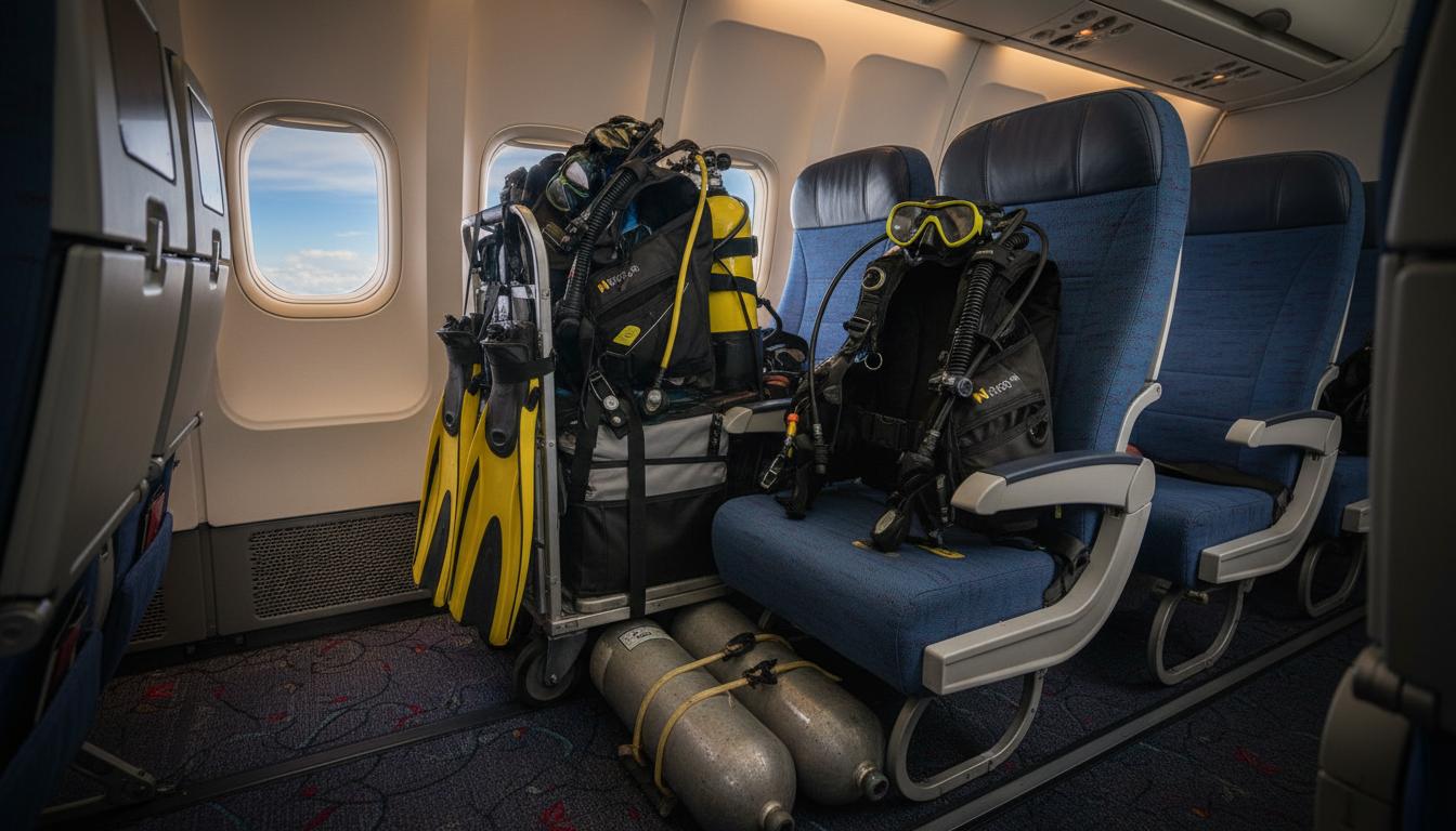 Sprzet nurkowy w samolocie: 17 zasad, żeby nie zostać na bramce
