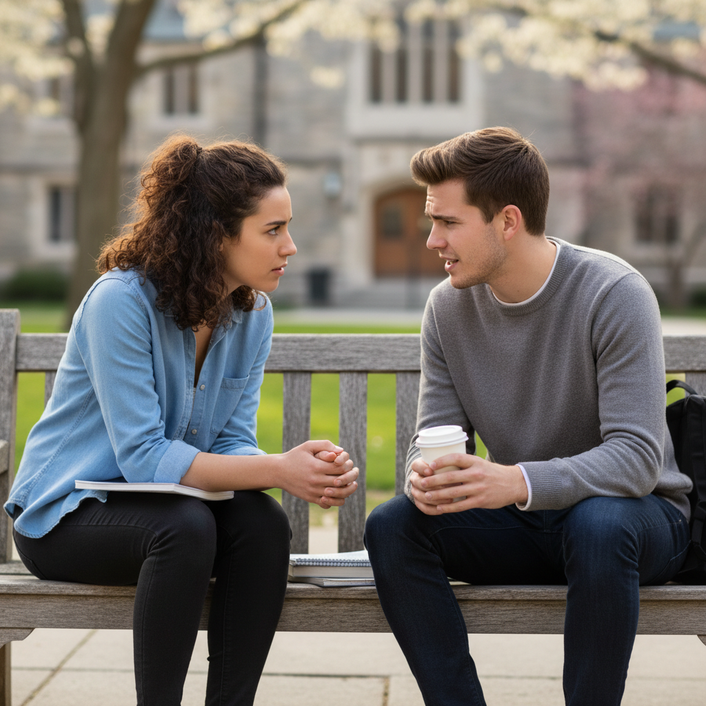 Students practicing active listening in college relationship