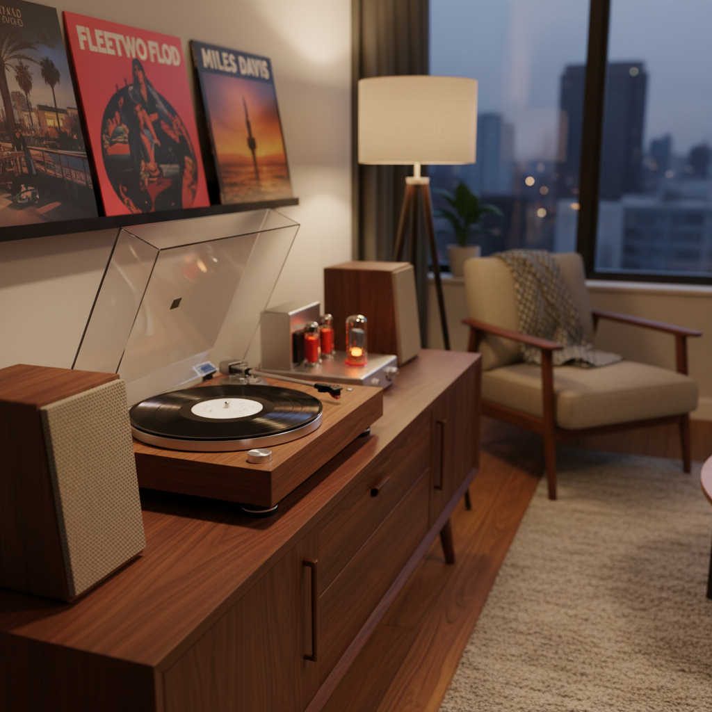 Porównanie odsłuchu: winyl kontra streaming, dwie osoby słuchające muzyki na różnych urządzeniach