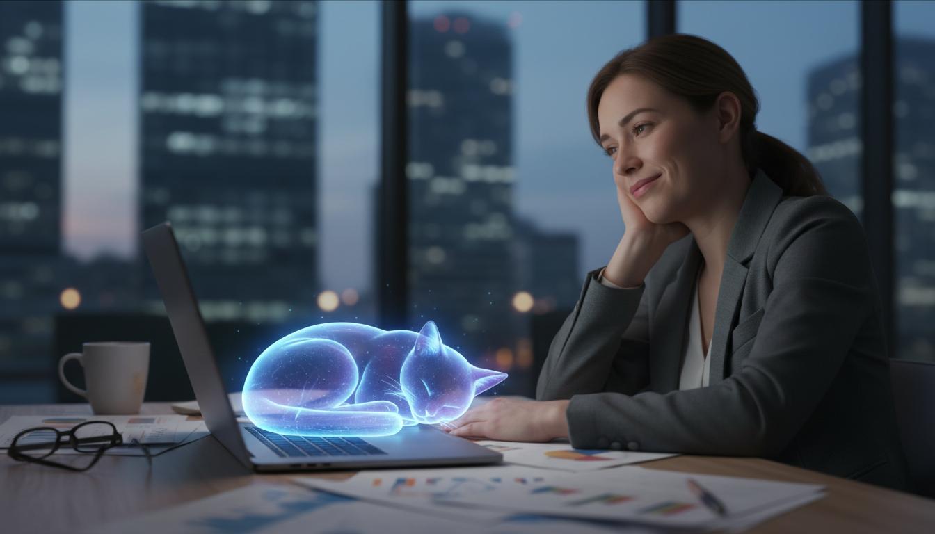 Virtuelle Katze für Gestresste Berufstätige: Entspannung am Arbeitsplatz